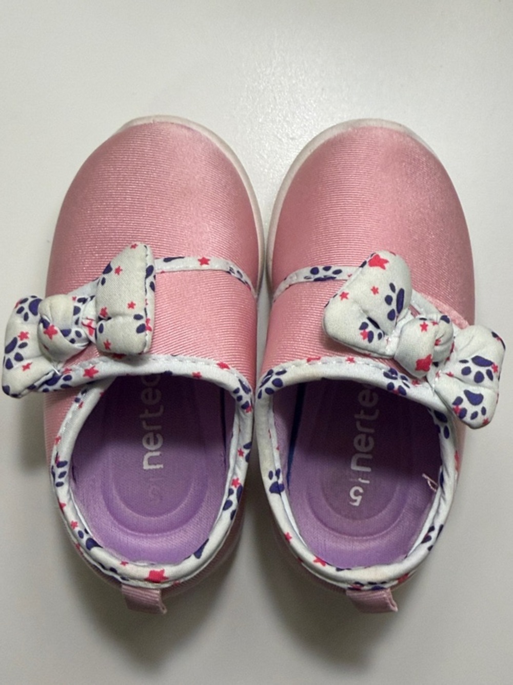 Amazon Pink Slip-On Kids Sneakers with Floral Bow Trim